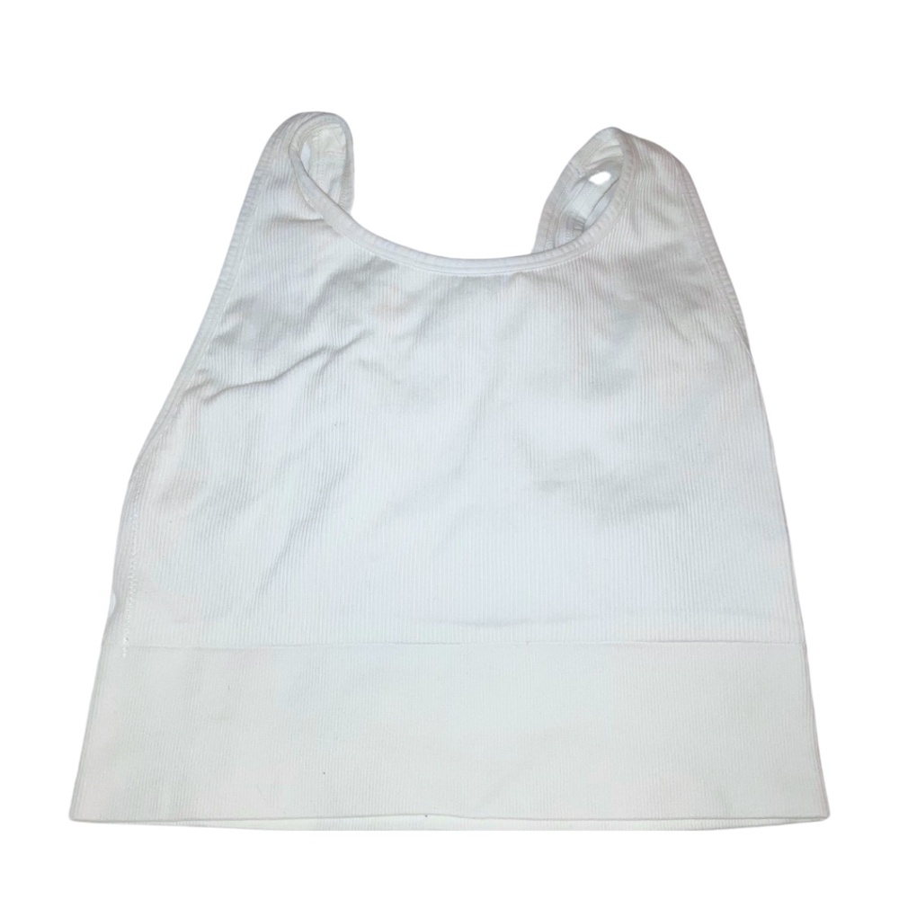 L | NWOT White Ribbed Sports Bra